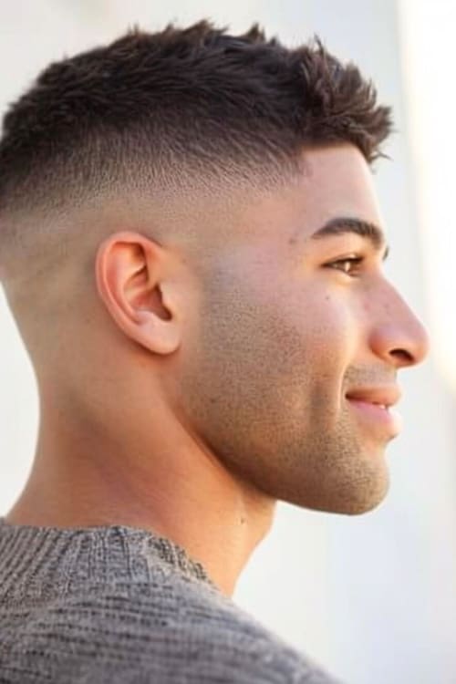 Side Bald Fade With Messy Crew Top