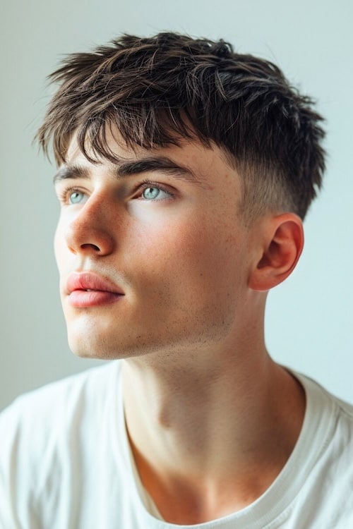 Side Low Fade Haircut With Messy Top