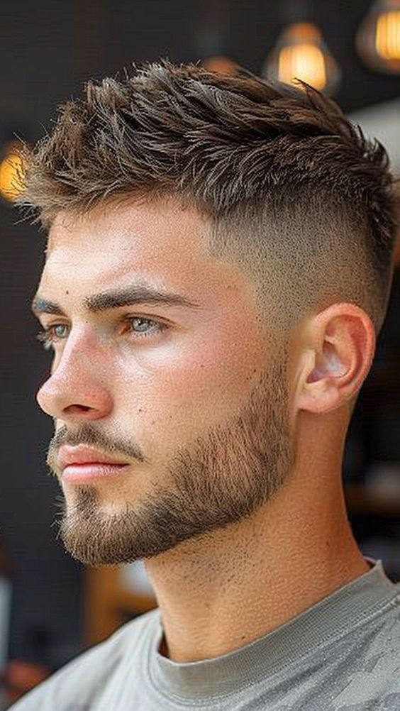 Low Skin Fade Haircut With Firing on Top