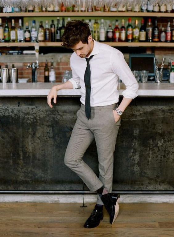 beige pants white shirt outfit men