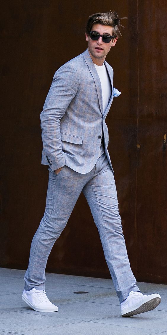 light blue check shirt outfit men