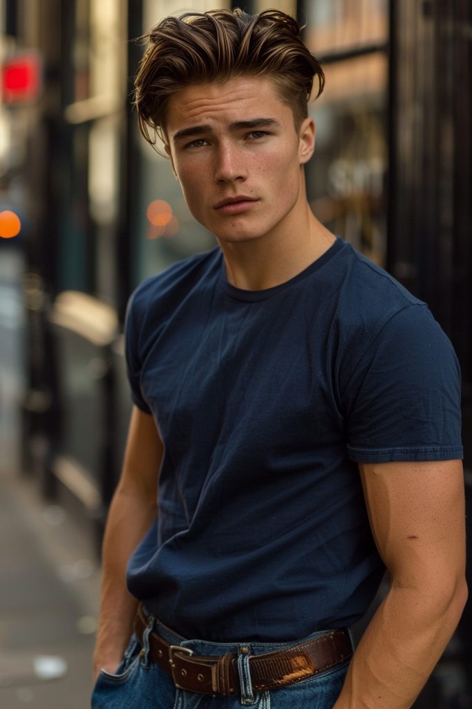 Side Fade Quiff Wavy Hairstyle