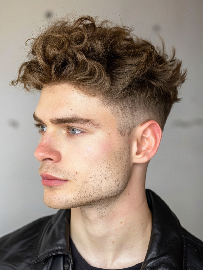 Temple Fade with a Curly Top